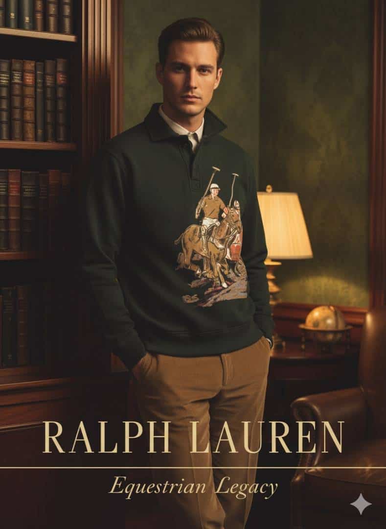 POLO RALP_H LAUREN DARK GREEN SWEATSHIRTS WITH POLO PLAYER GRAPHIC