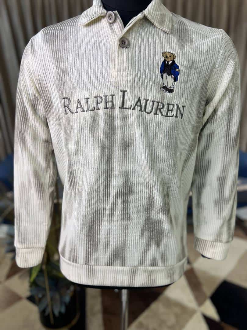 POLO RALPH LAURE_N GREY MELANGE SWEATSHIRT FEATURING ICONIC POLO BEAR MASCOT