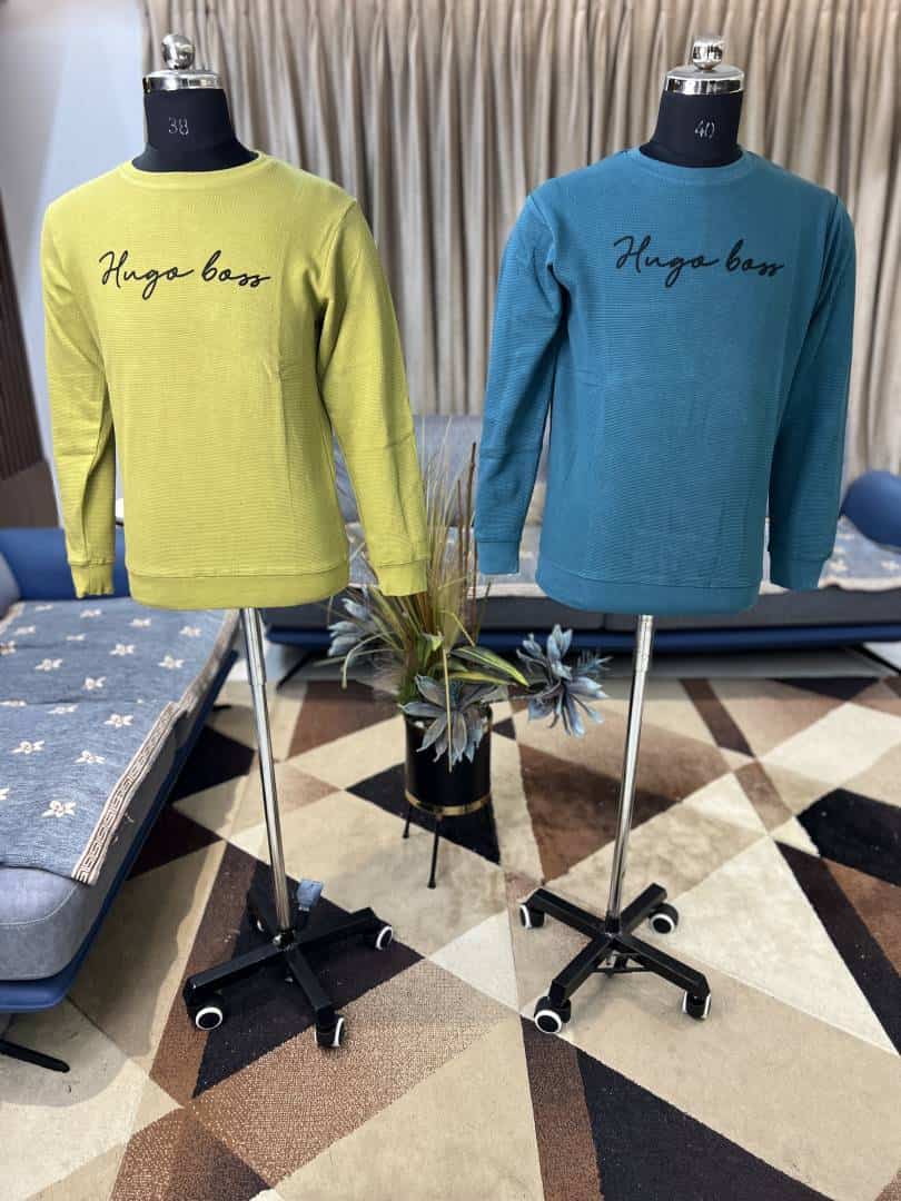 Hugo bos_s sweatshirt in a lime green with BRAND NAME LOGO PRINTED ON THE CHEST