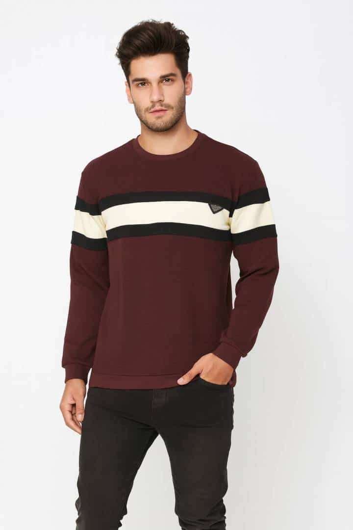 PRAD_A MILANO MAROON PREMIUM SWEATSHIRT AVAILABLE IN TWO DIFFERENT COLOURS WITH BRAND LOGO ON CHEST