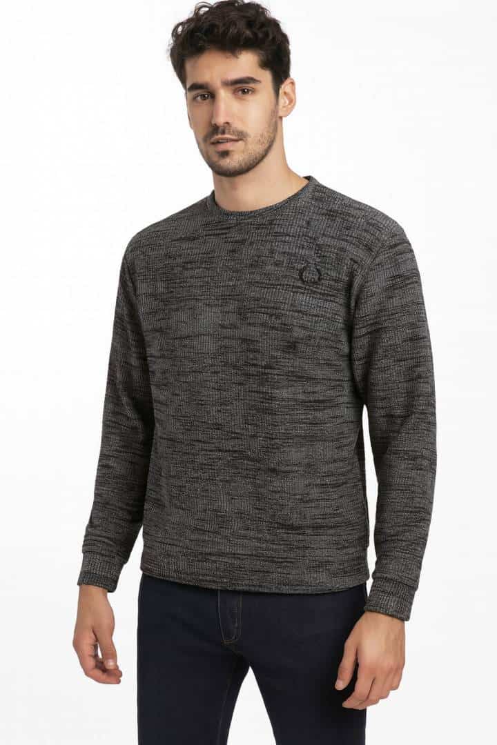 THIS IS FRED PERR_Y MENS SWEATER GREY FEATURING A TEXTURE KNIT PATTERN PREMIUM QUALITY