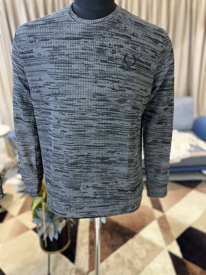 THIS IS FRED PERR_Y MENS SWEATER GREY FEATURING A TEXTURE KNIT PATTERN PREMIUM QUALITY