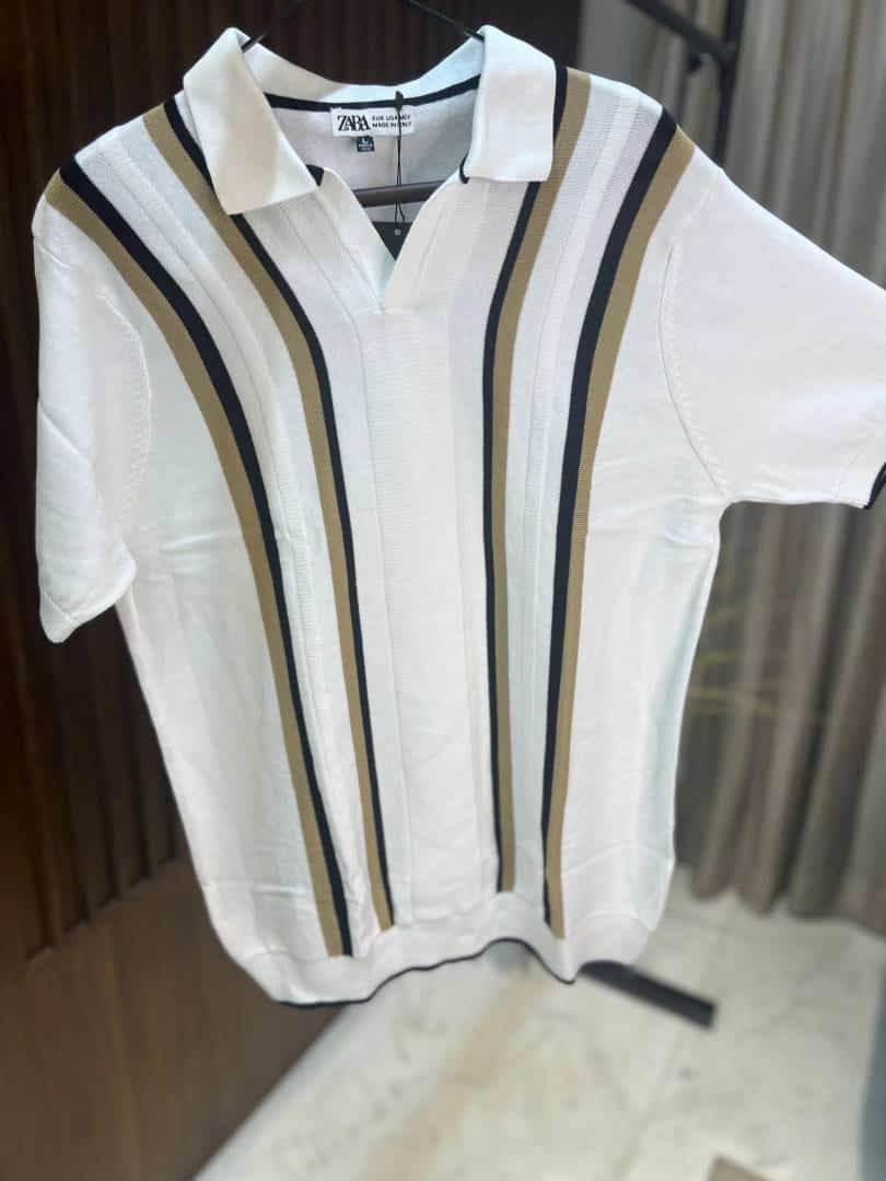 ZAR_A KNITTED POLO T SHIRTS IN PREMIUM WHITE COLOUR