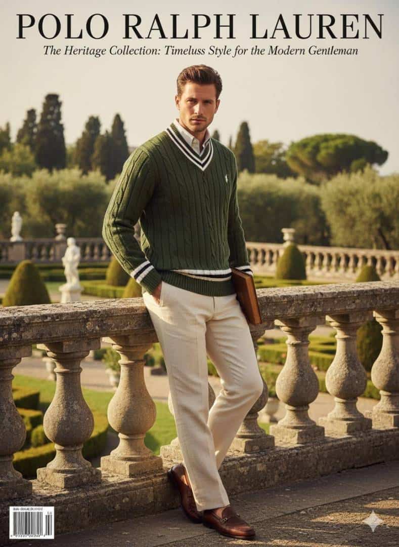 DEEP OLIVE GREEN POLO RALPH LAURE_N V NECK KNITTED WINTER WEARS