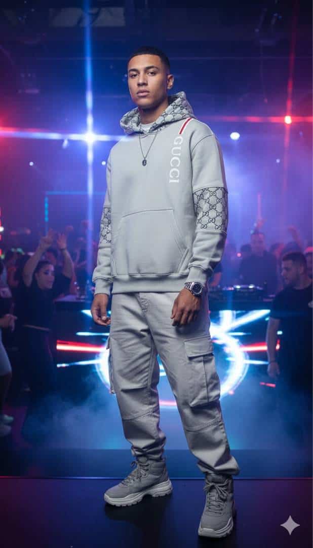 GUCC_I GREY PREMIUM HOODIES AVAILABLE IN ULTRA PREMIUM QUALITY WITH MONOGr4m ON SLEEVES