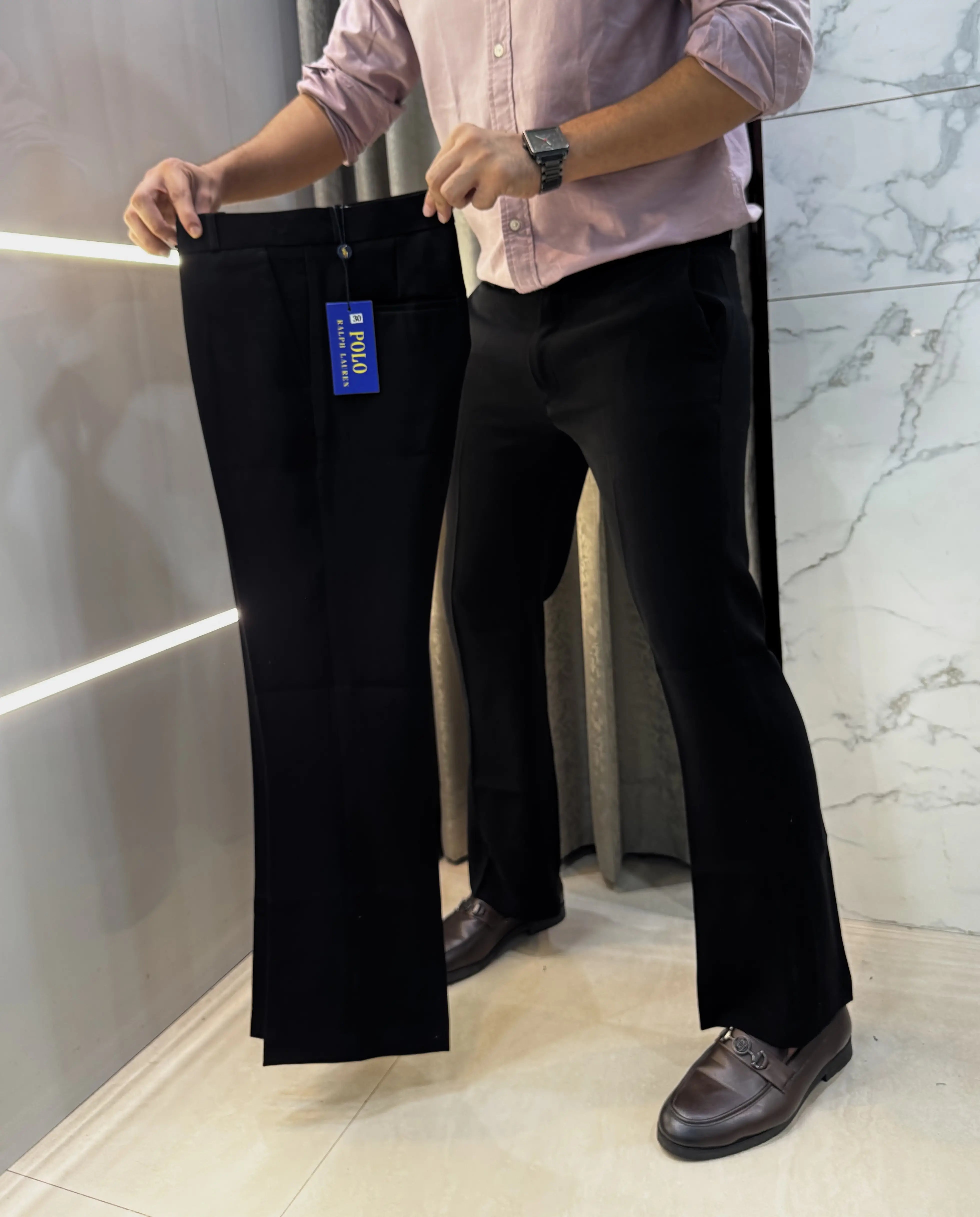 Ralph  Lauren Jet Black Imported Boot Cut Trouser