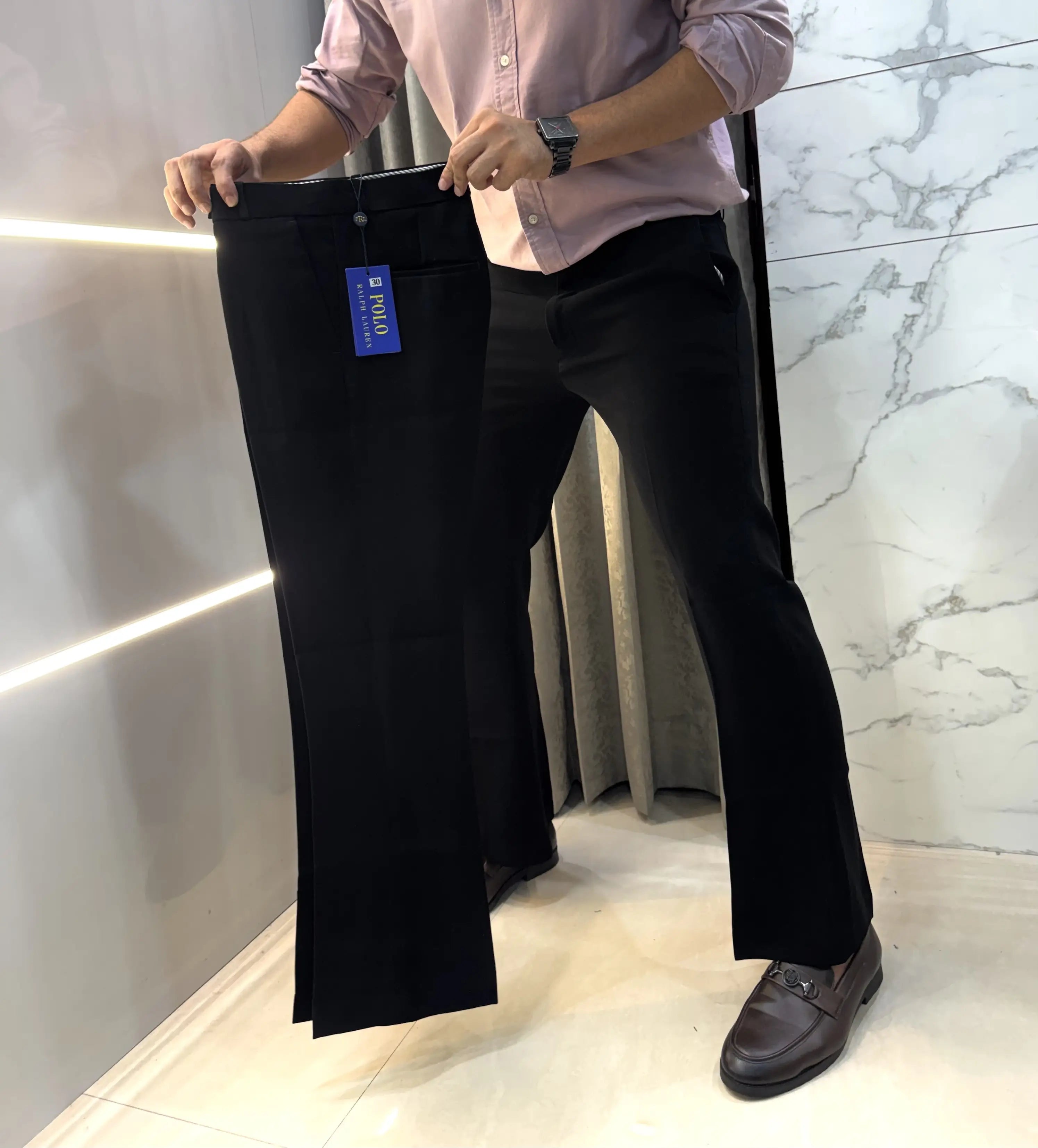Ralph  Lauren Jet Black Imported Boot Cut Trouser