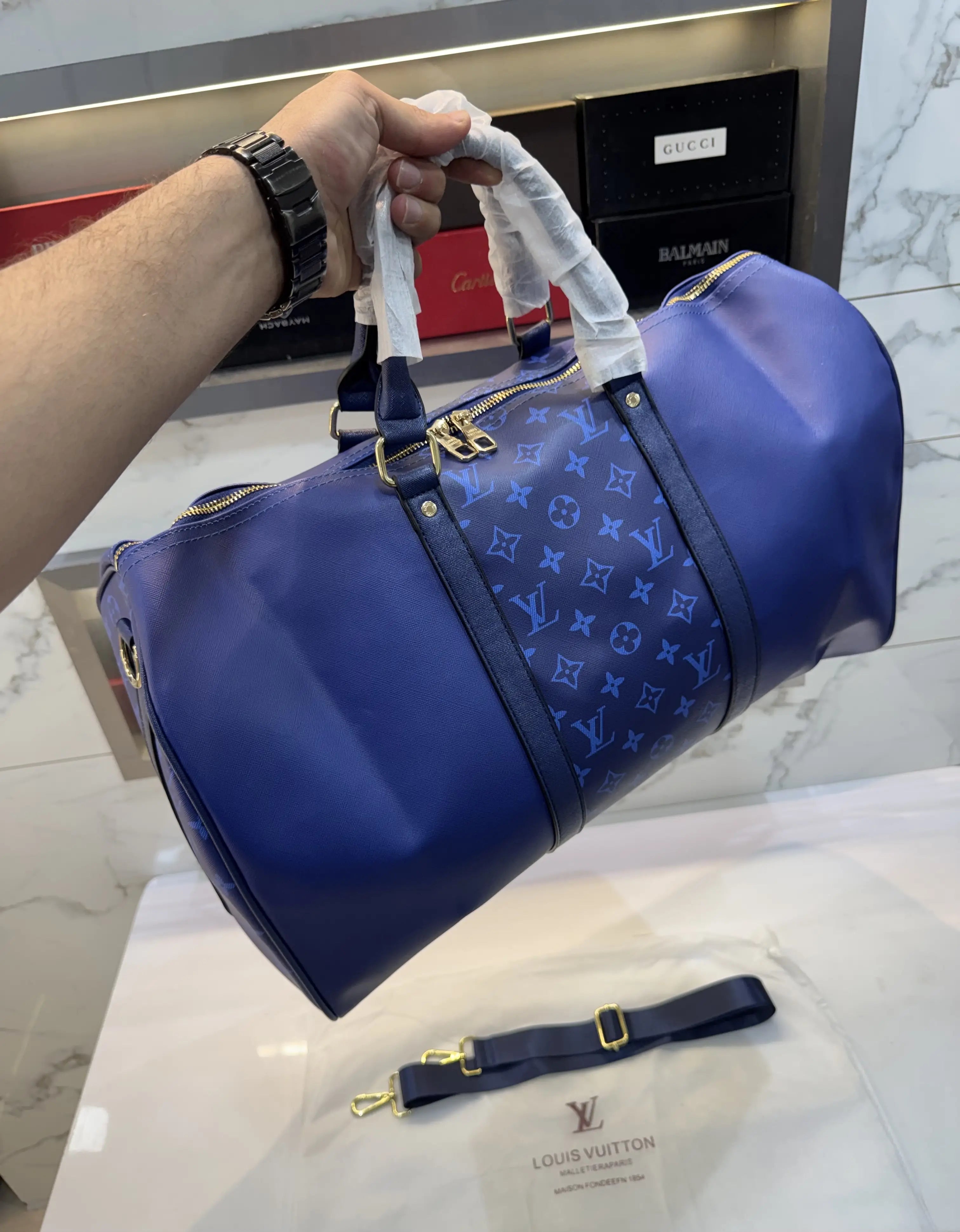 Louis Vuitton Blue Monogram Premium Duffel Bag