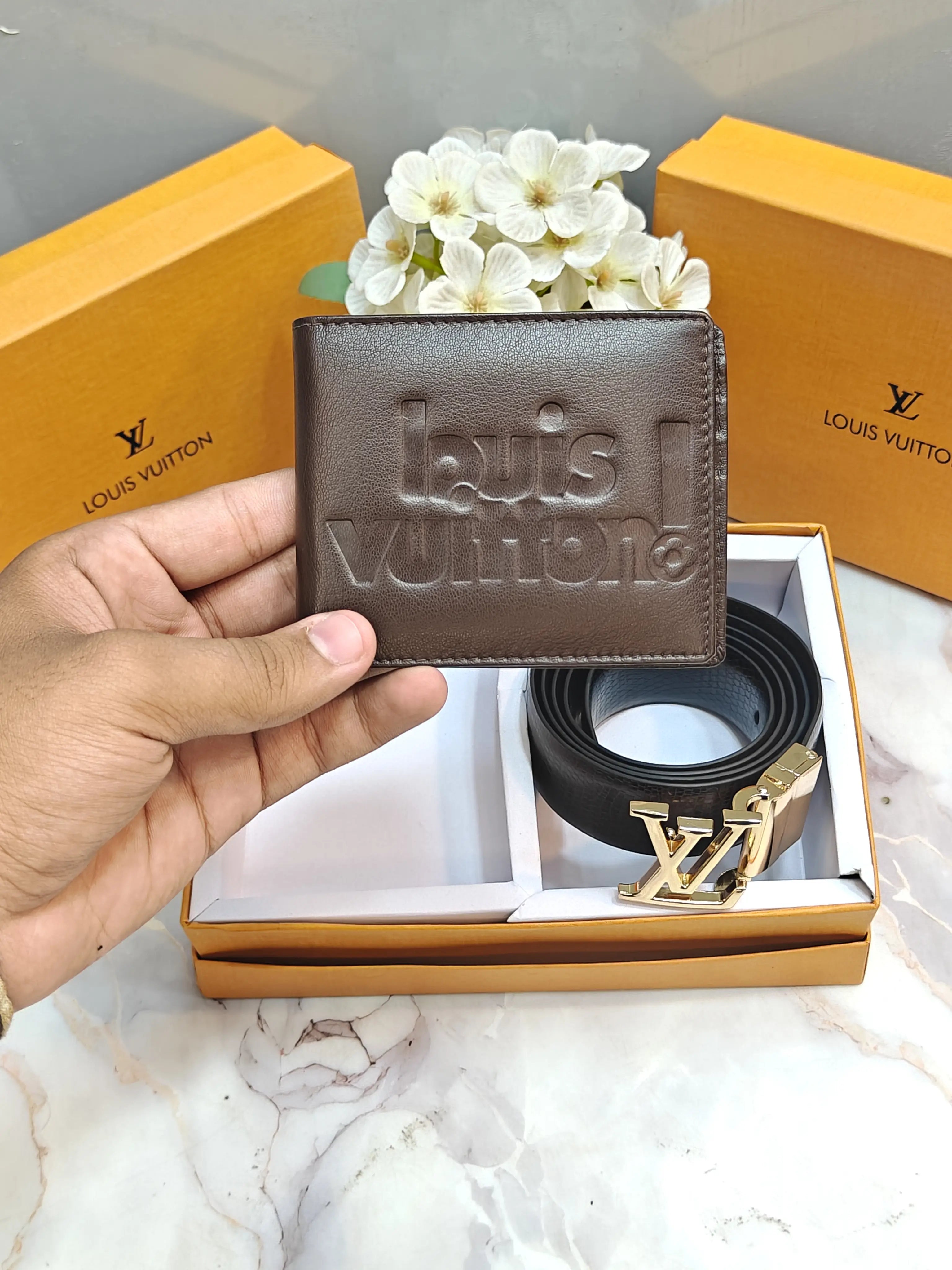 LV LOUIS VUITTON PREMIUM QUALITY REVERSEABLE BELT & SOFT WALLET COMBO WITH OG BOX