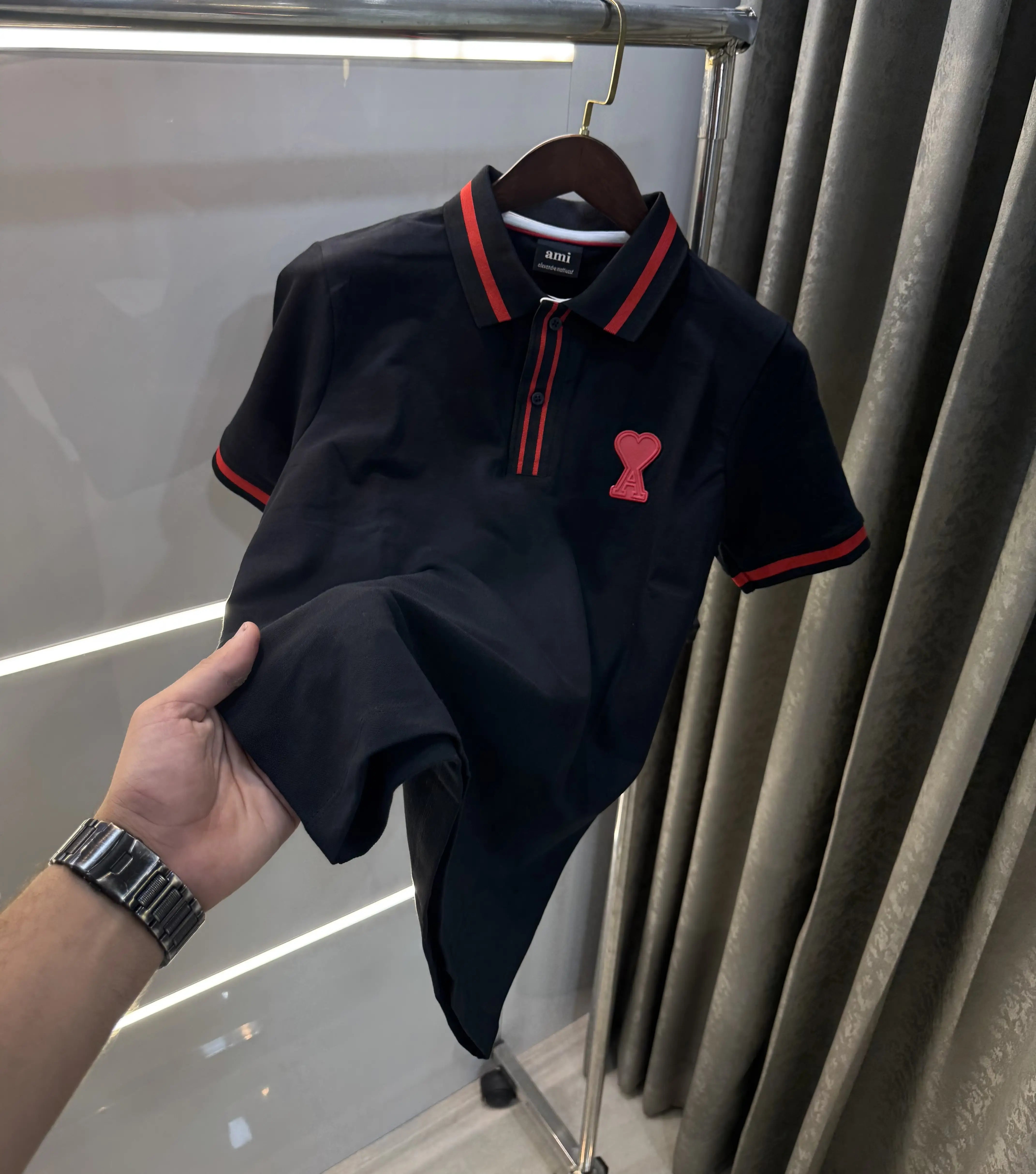 Ami Paris Black Premium Polo T-Shirt