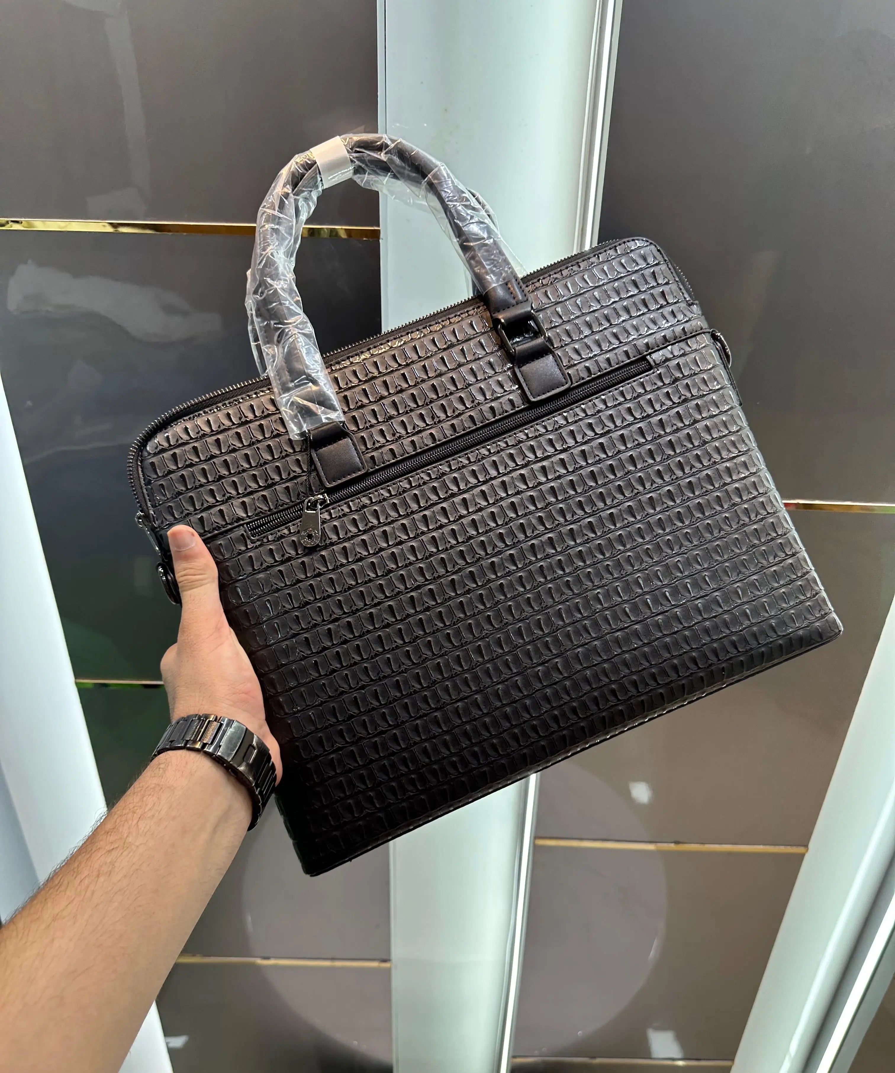 Mont Blan c Black Textured 001 Luxury Premium Imported Laptop Bag