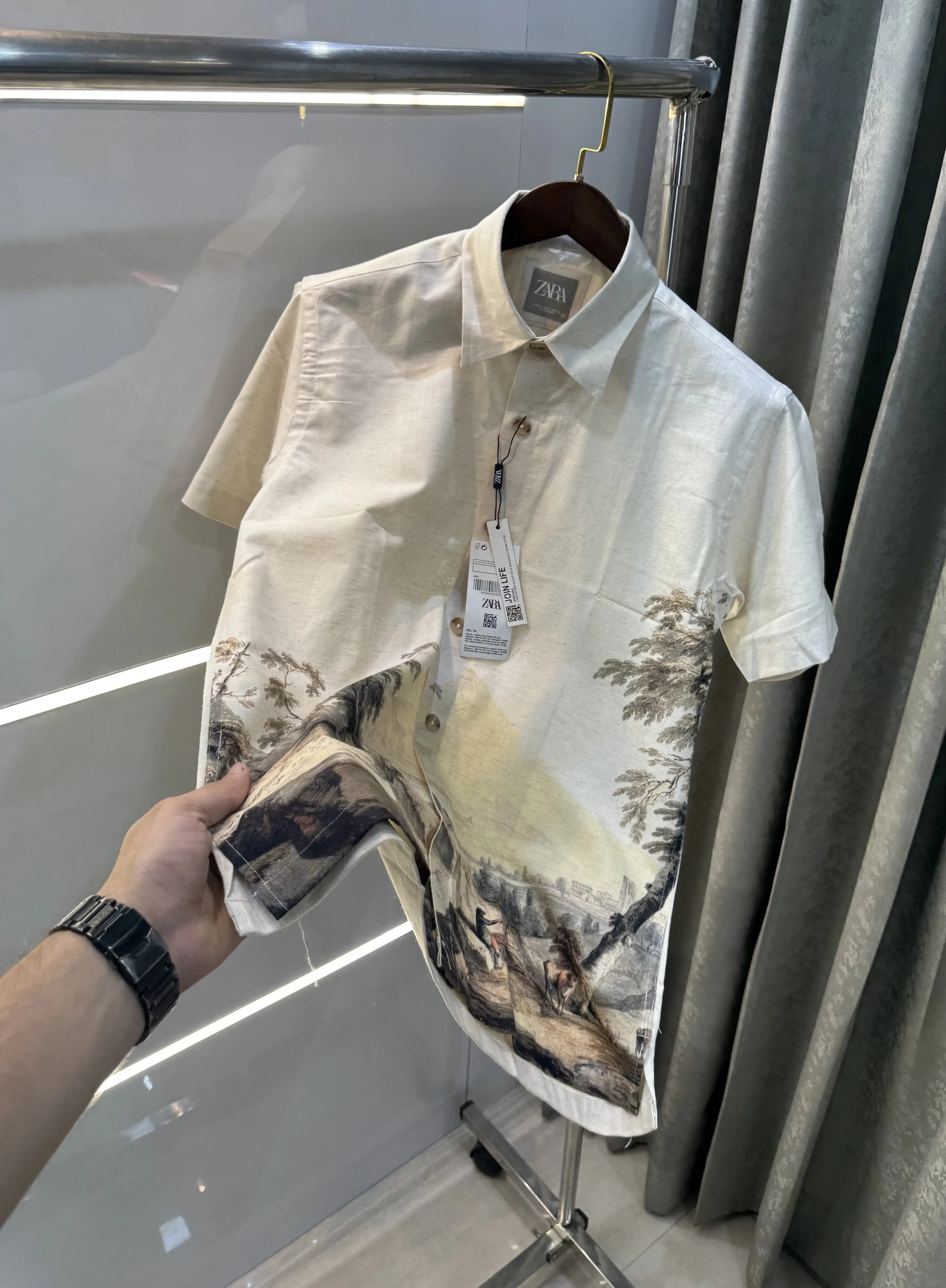Zara Beige Brown 12 Premium Linen Shirt