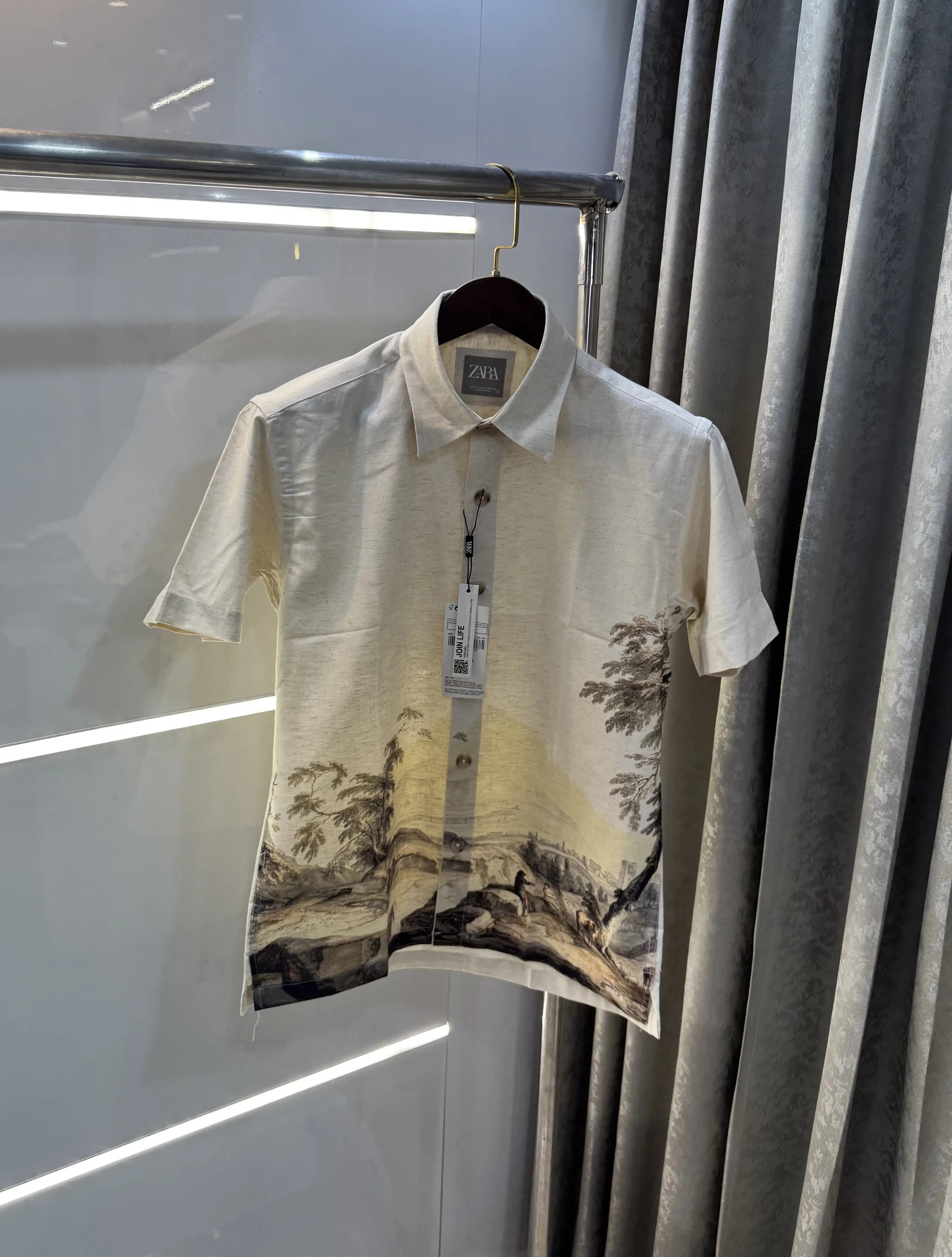 Zara Beige Brown 12 Premium Linen Shirt