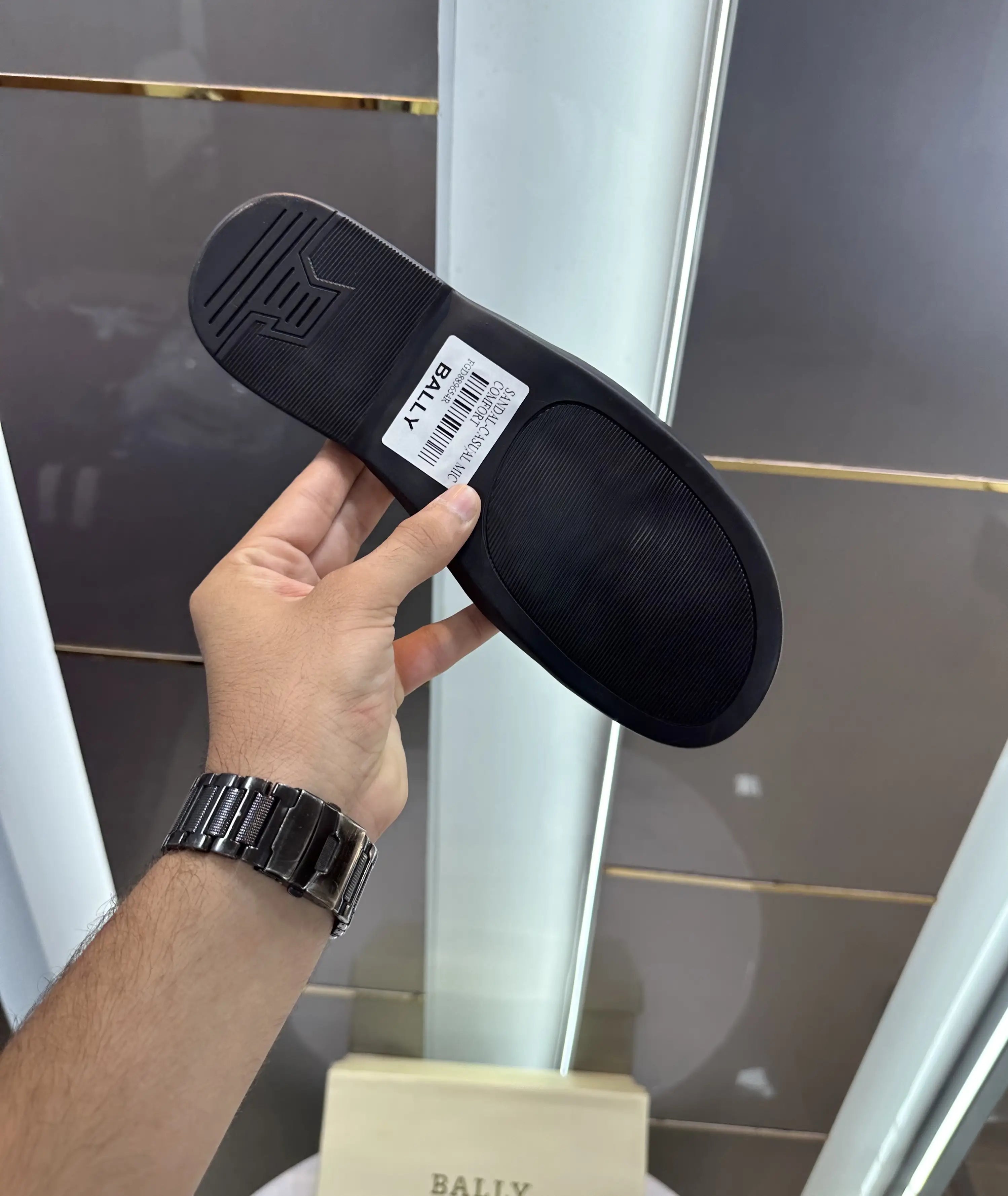 Bally Premium White Black Slide For Men