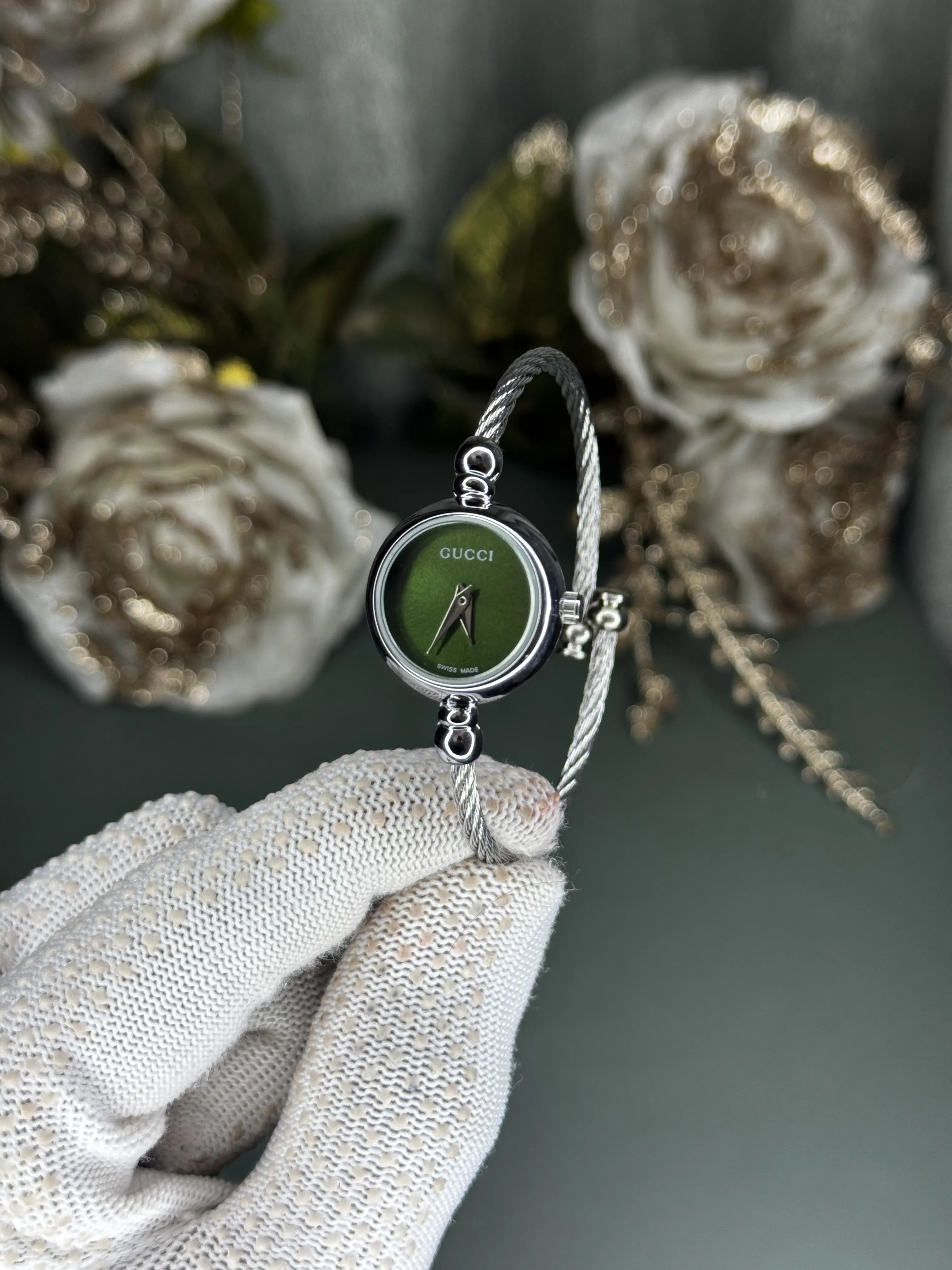 Gucci Bracelet Silver Green Premium Watch