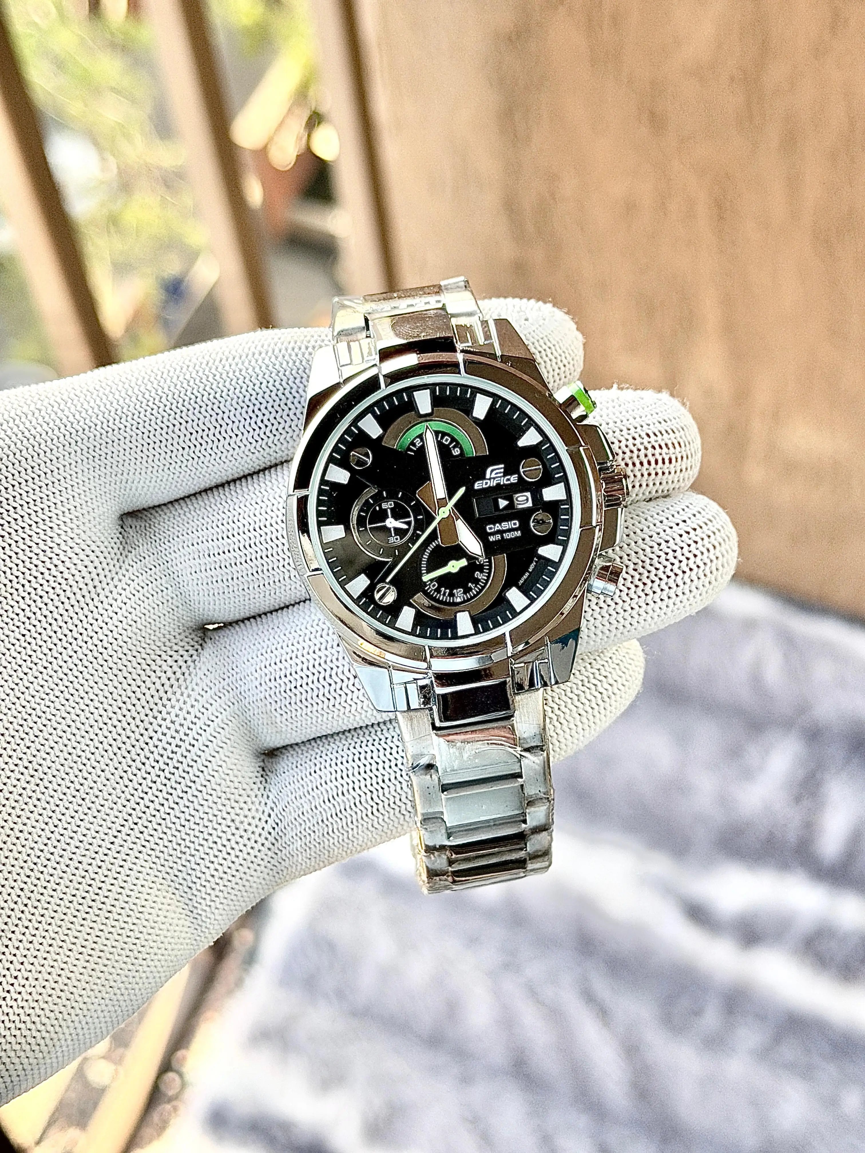 Casio Edifice 540 Silver Black Dial Premium AT339 101