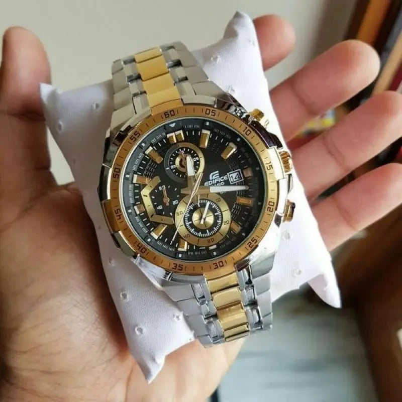 Casio Edifice 539 "Silver Gold Black"Premium Quality (Limited Time Offer)
