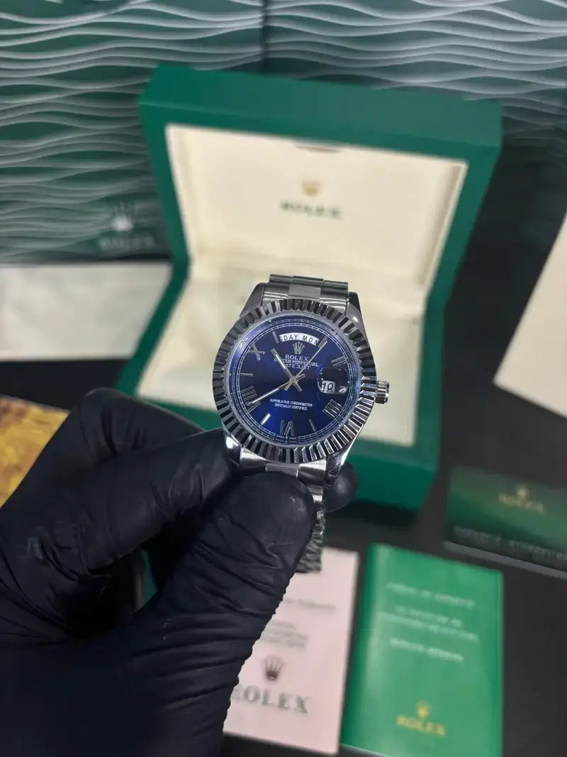 Rolex Oyster Perpetual Day-Date 40 Silver-Blue Dial