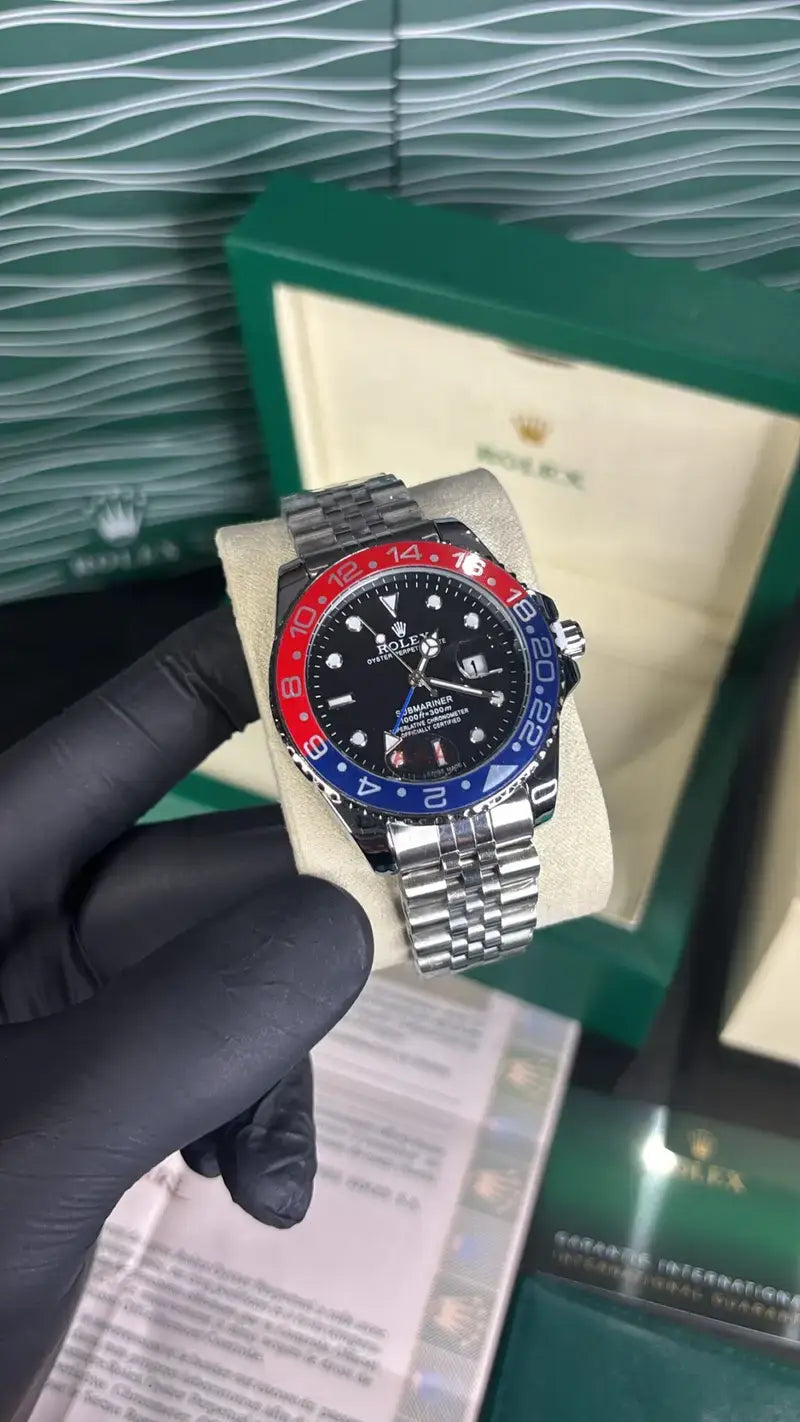 ROLEX GMT MASTER PEPSI SILVER- BLACK