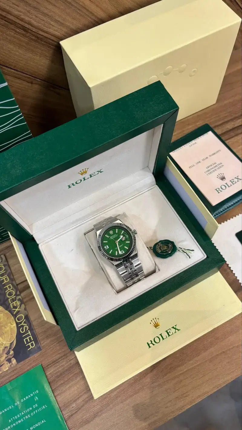 ROLEX OYESTER PERPETUAL LAND DWELLER SILVER GREEN DIAL