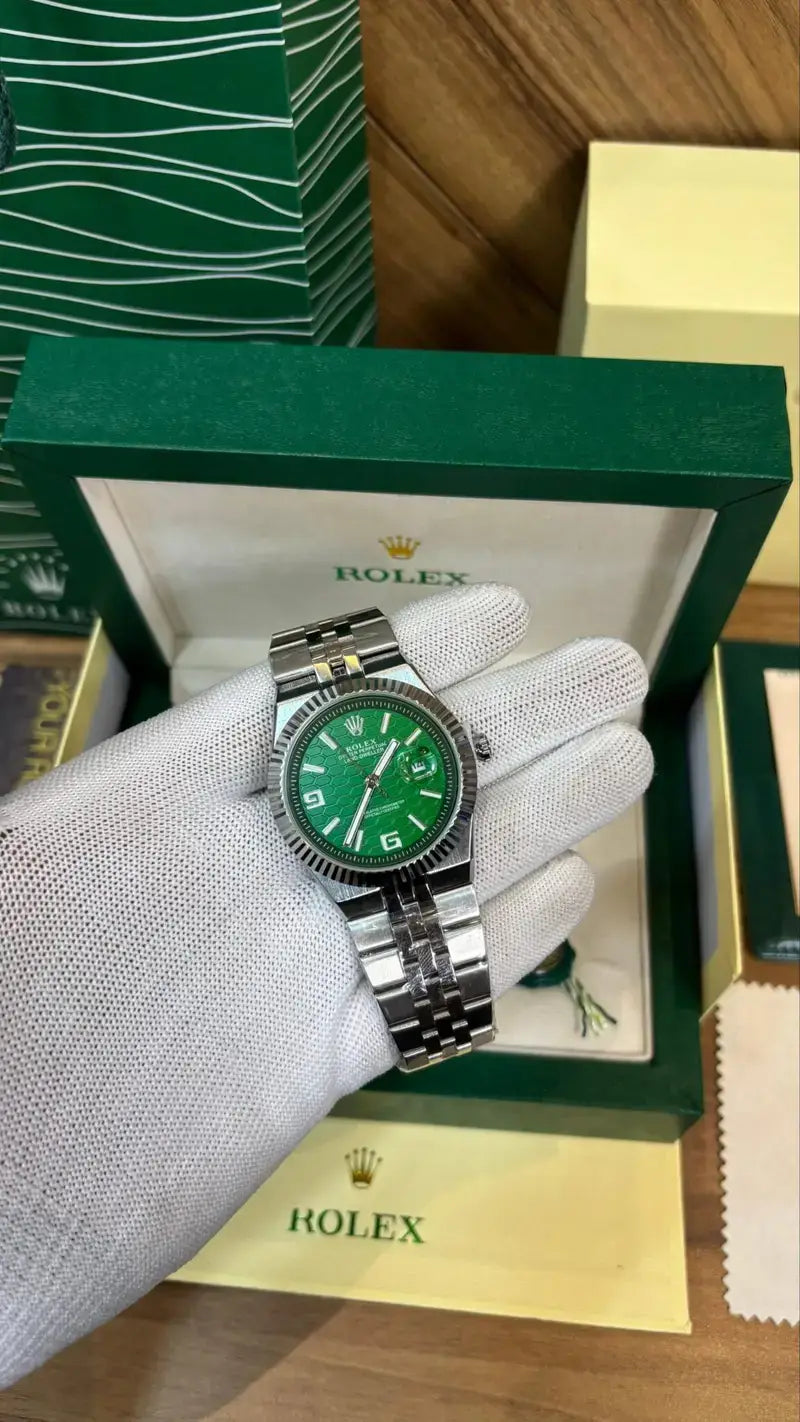 ROLEX OYESTER PERPETUAL LAND DWELLER SILVER GREEN DIAL