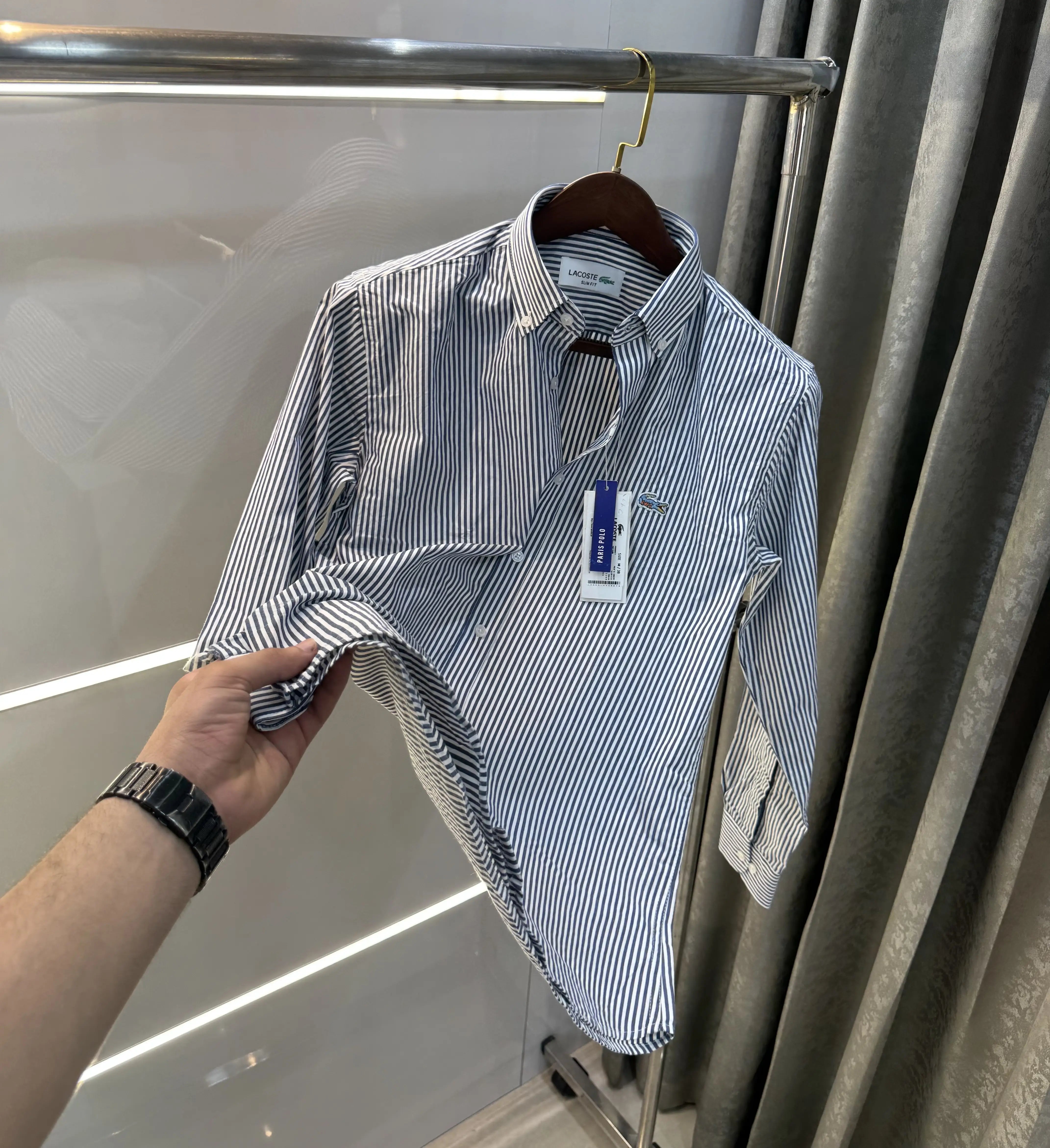 Lacoste Navy Blue Stripes Premium Shirt