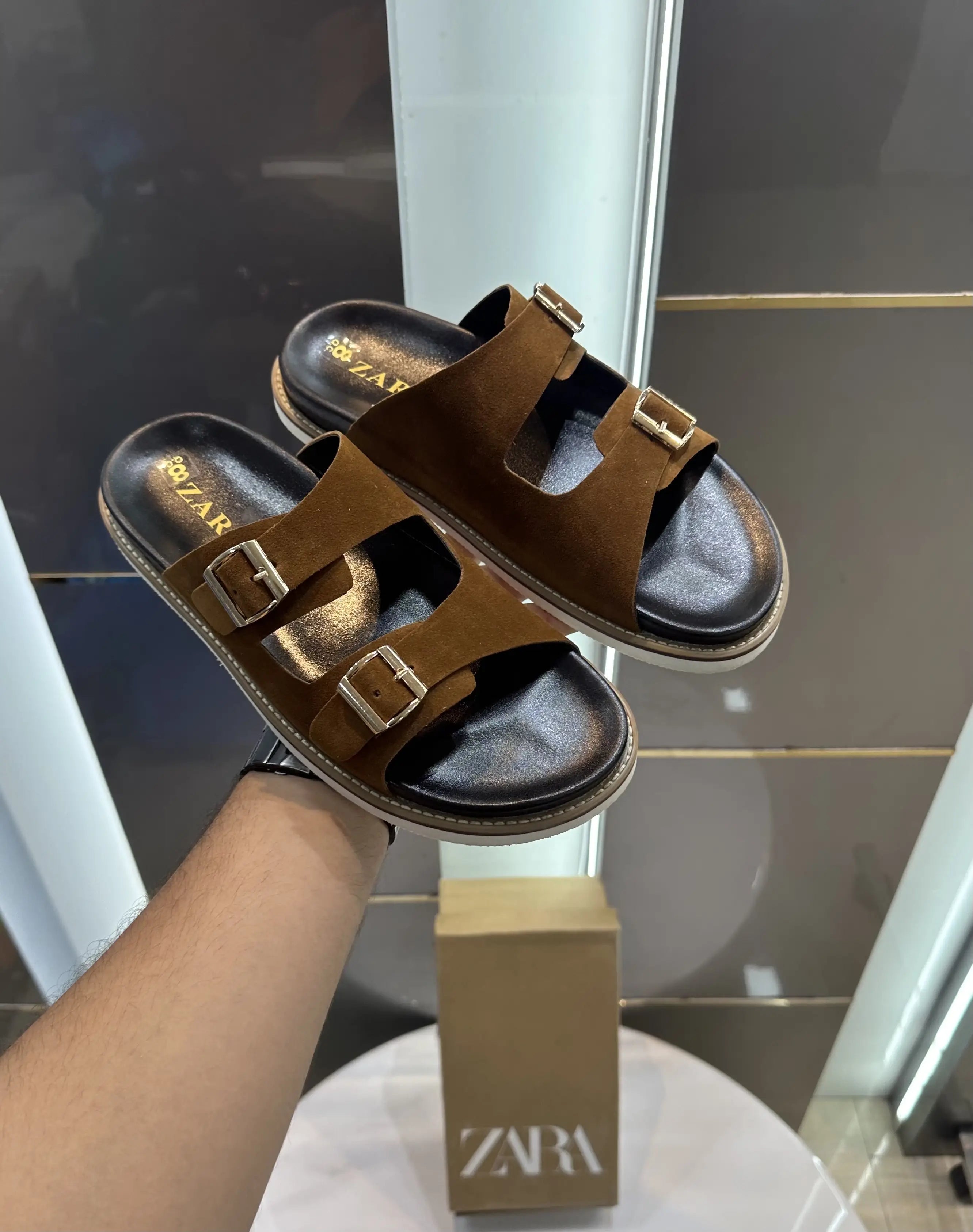 Zara_Tan Premium Slide For Men