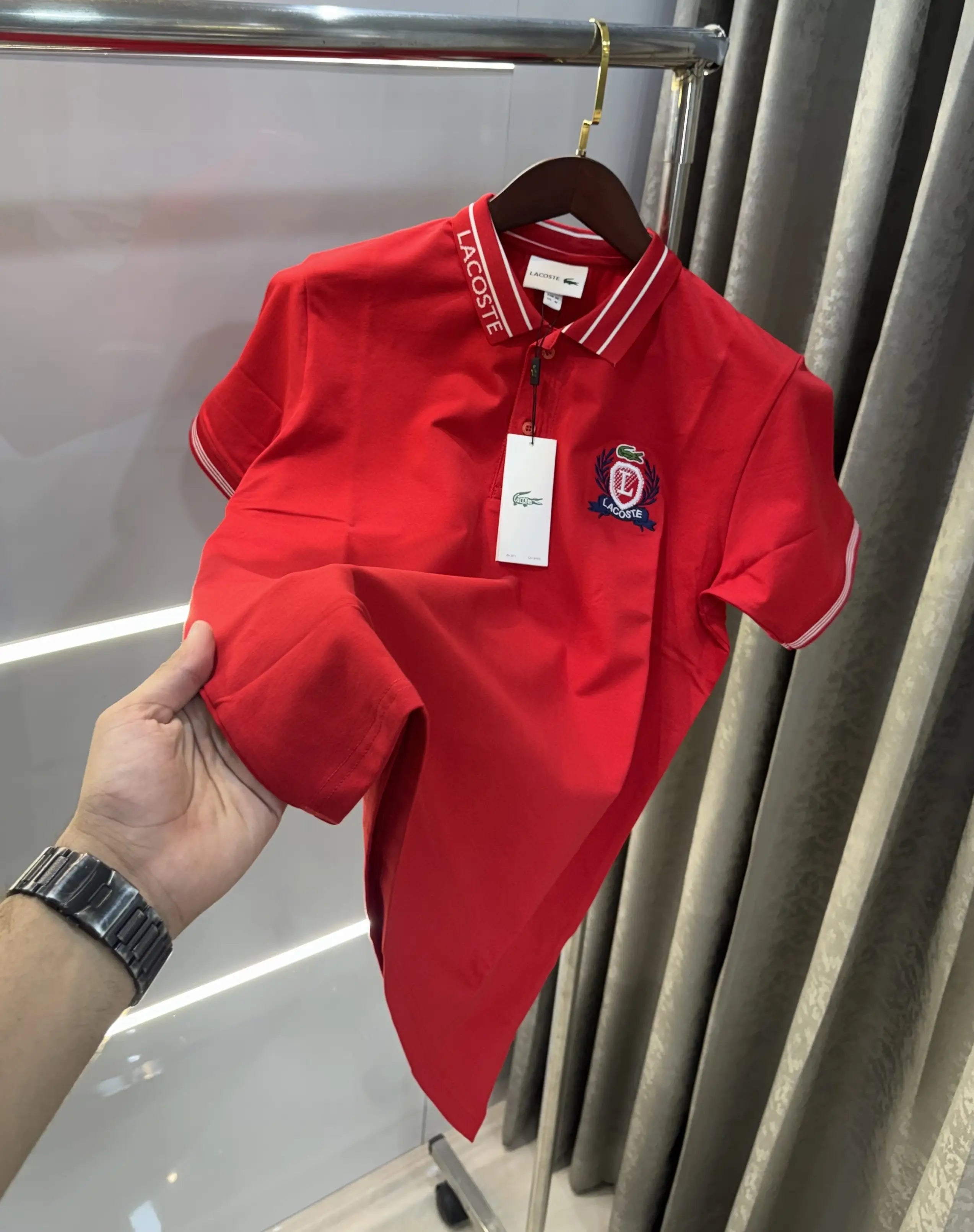 Lacoste Red Embroidery Logo Premium Polo T-shirt
