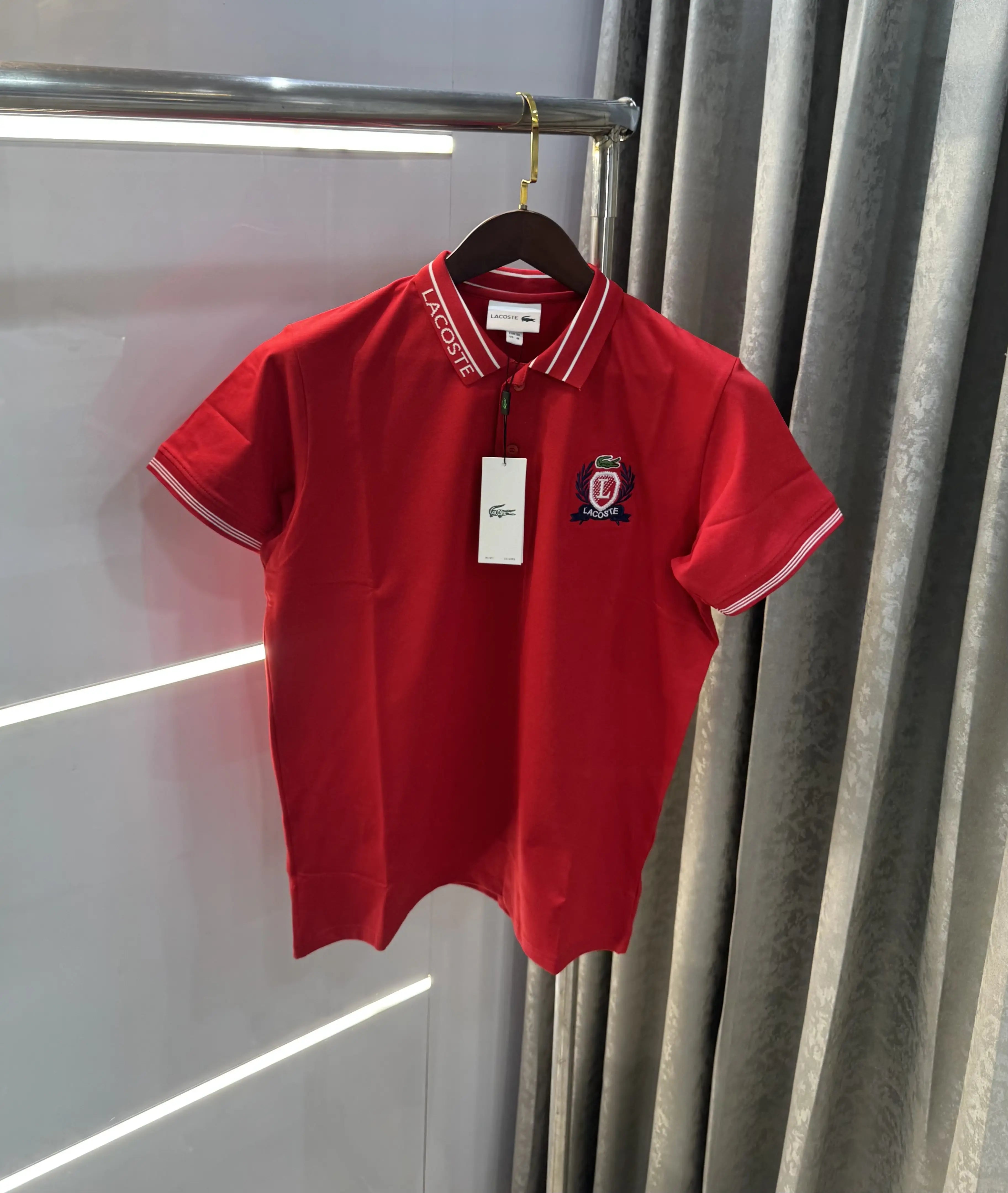 Lacoste Red Embroidery Logo Premium Polo T-shirt