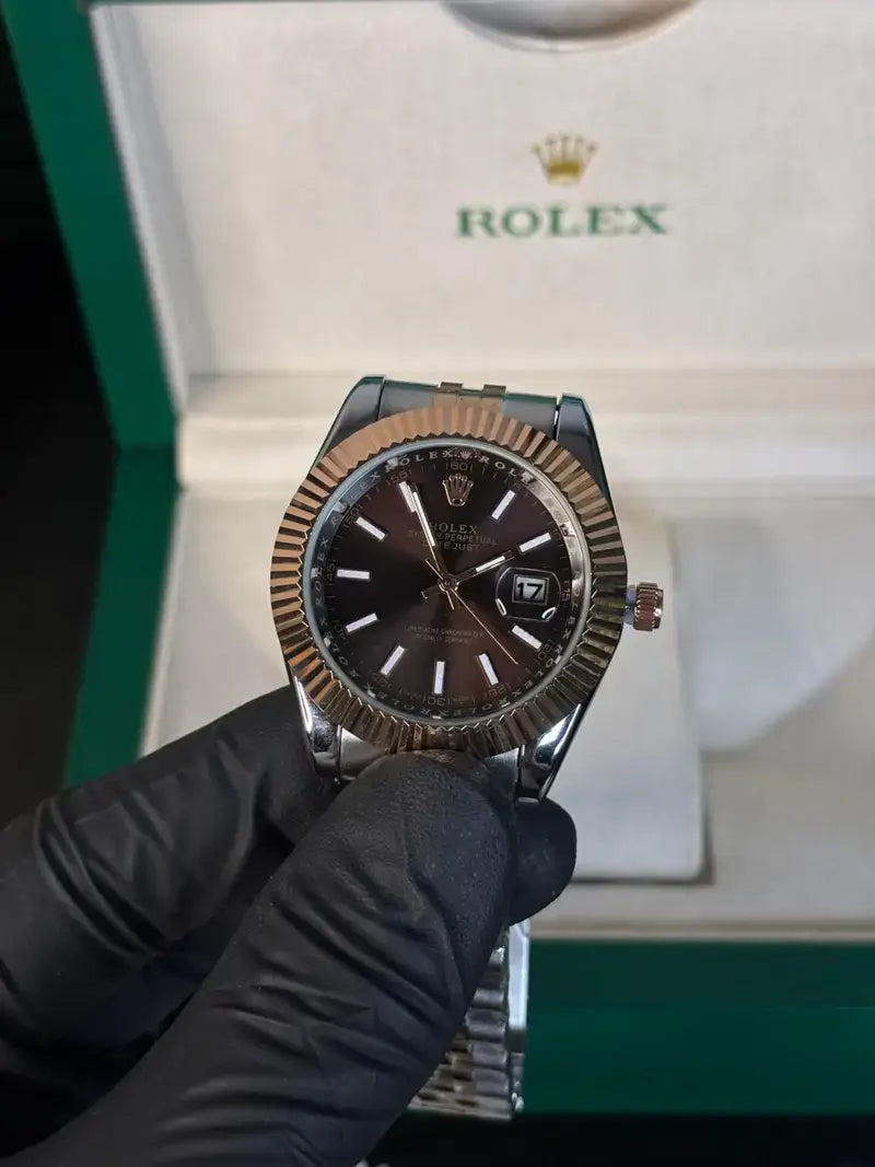 ROLEX DATEJUST SILVER BROWN