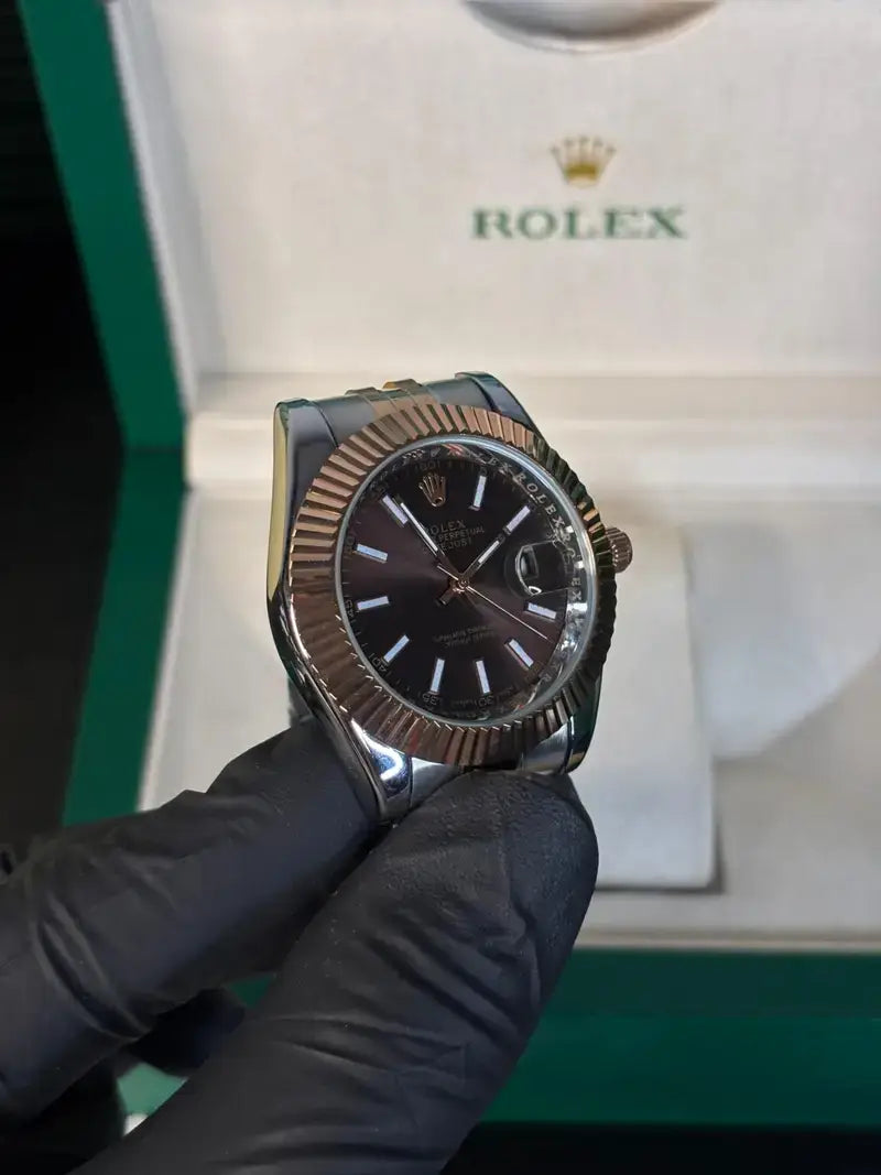 ROLEX DATEJUST SILVER BROWN