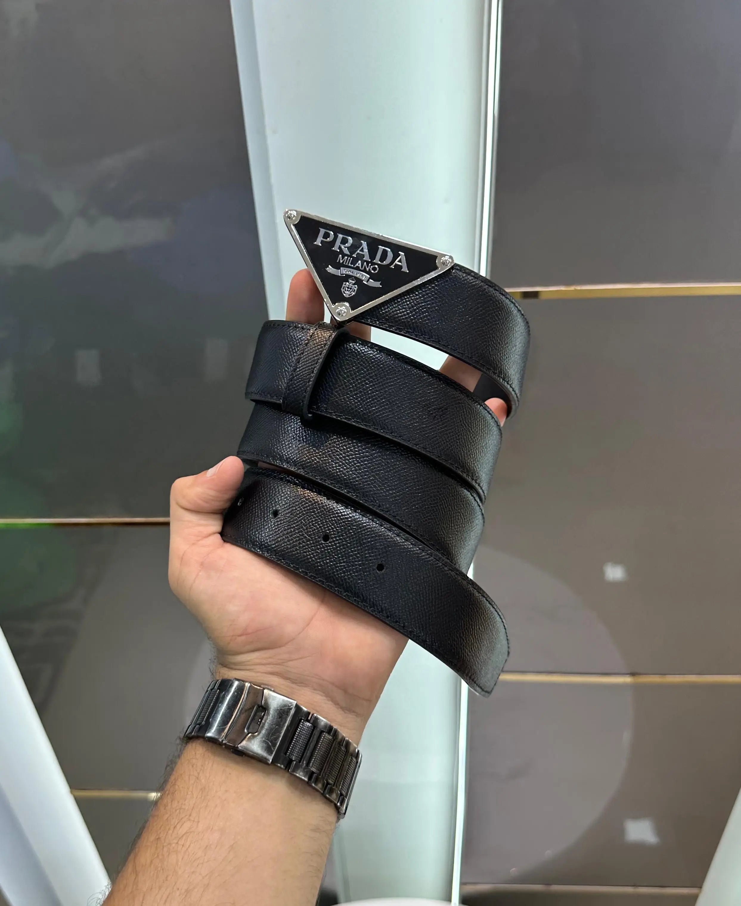 Prad a Silver Black Premium Imported Belt