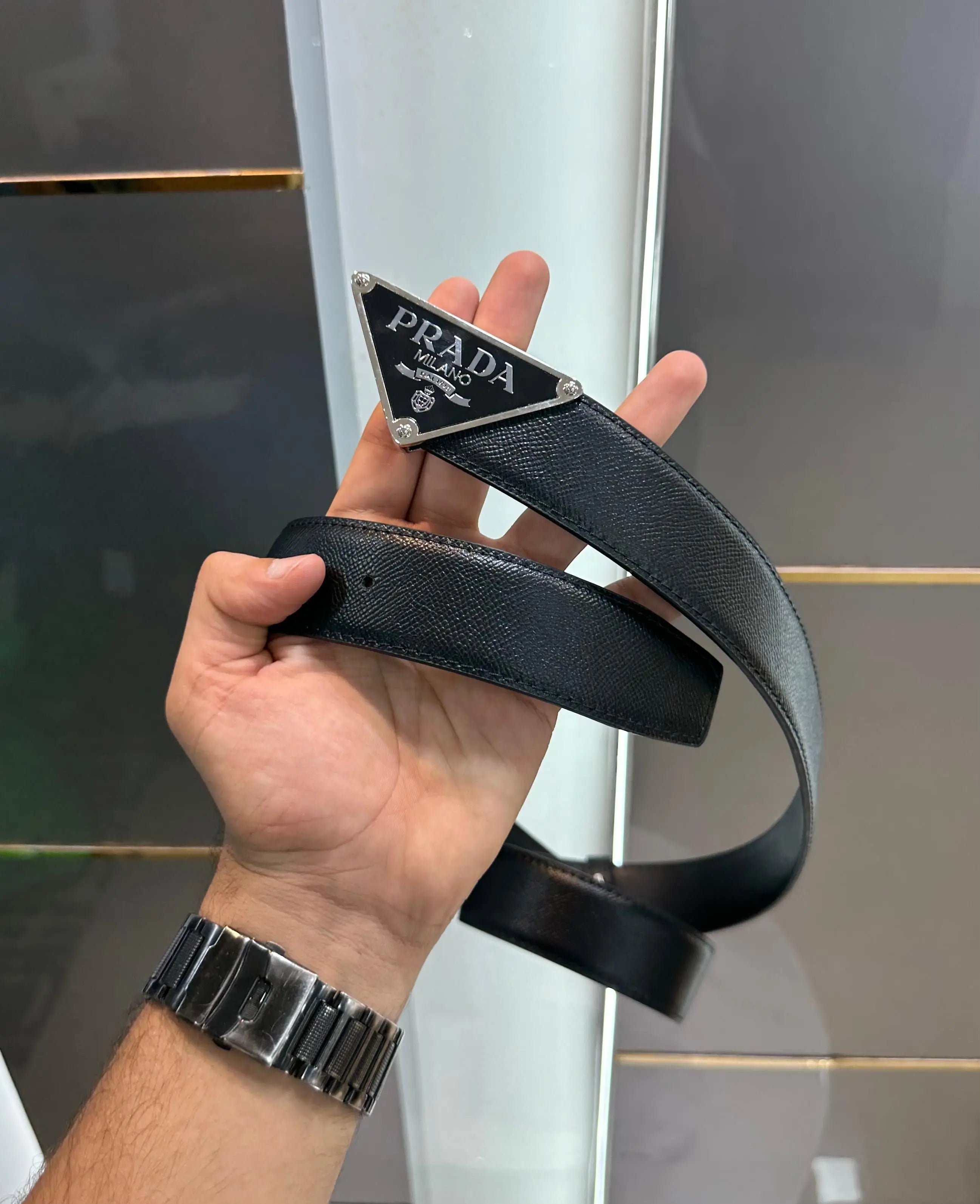 Prad a Silver Black Premium Imported Belt