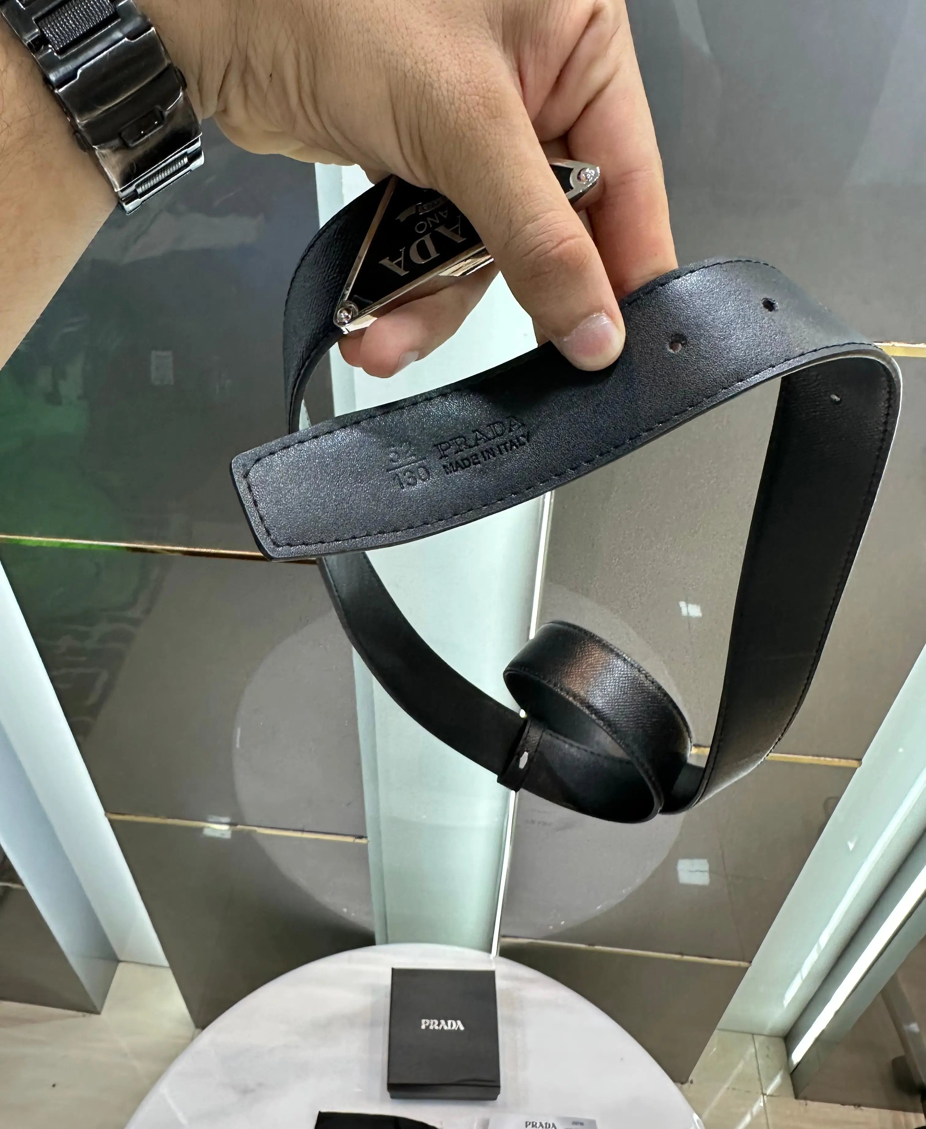 Prad a Silver Black Premium Imported Belt